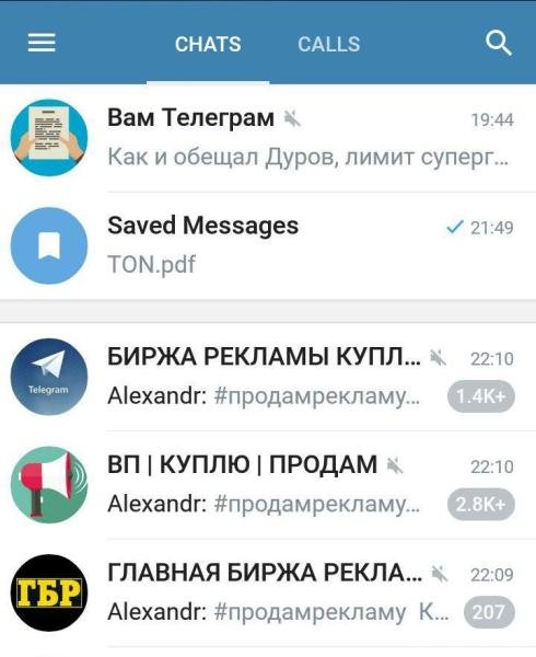 избранные чаты 